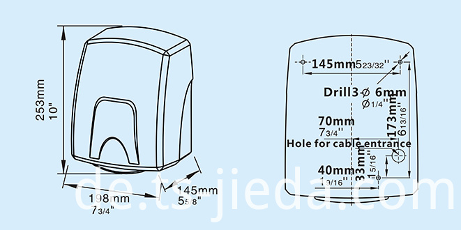 Wand-Händetrockner mit Infrarotsensor Infrared sensor wall-mounted hand dryer